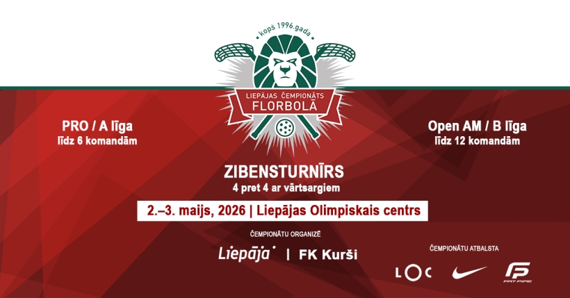 Sākusies pieteikšanās Liepājas 28. čempionātam florbolā